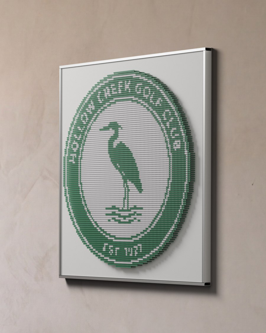 A club crest: 7,551 tees in two colours, 49 by 49 inches